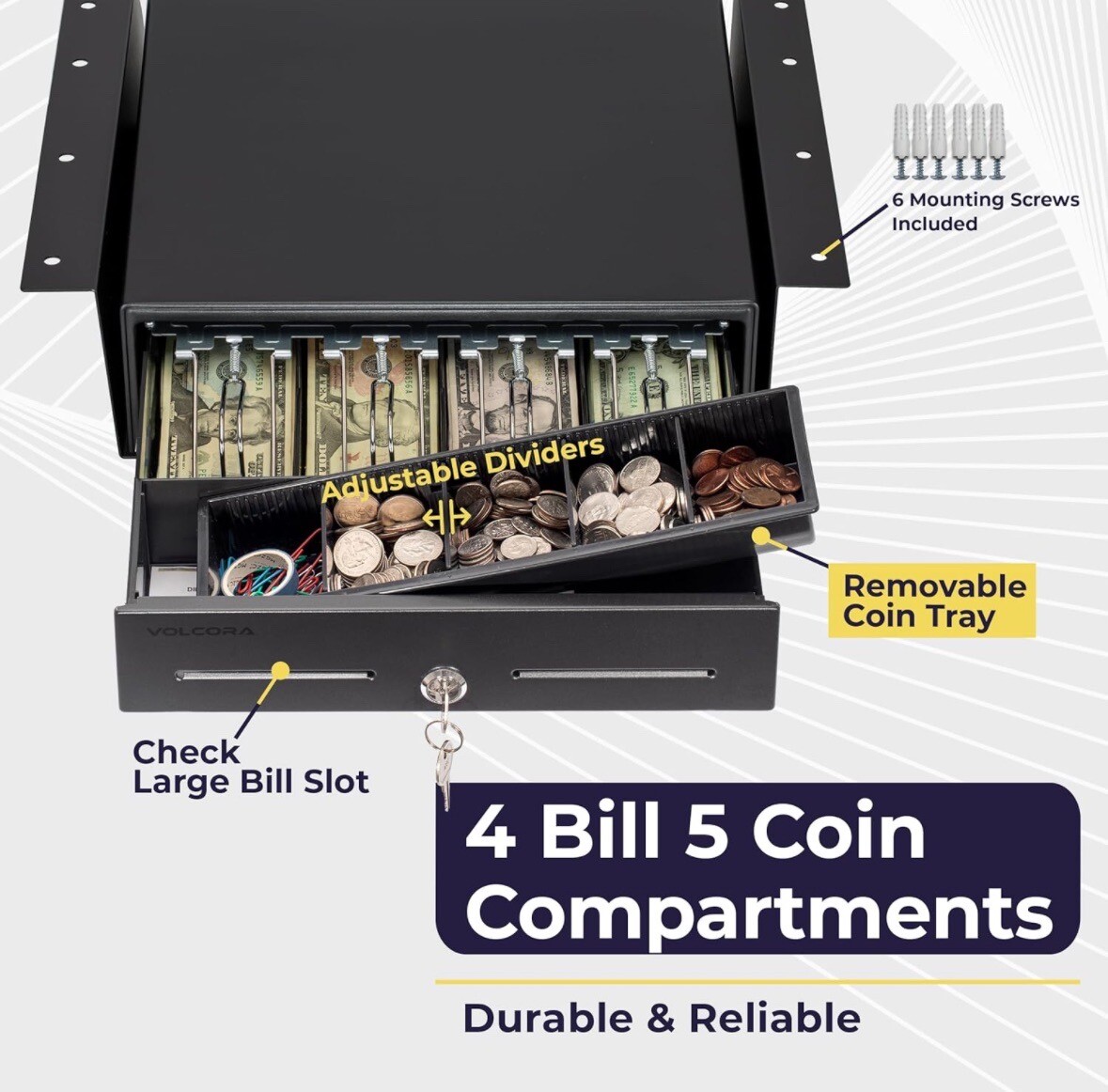 Cash Drawer & Under Counter Mount FOR Square Register POS System SPS1-01 SPS4-01