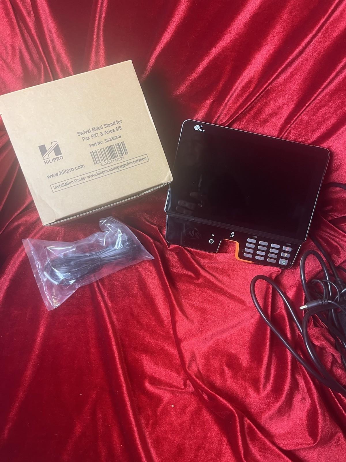 Pax Aries 8 Kit Payment Terminal AR6P-B0-5EA WITH Swivel Stand (stand Is NIB)