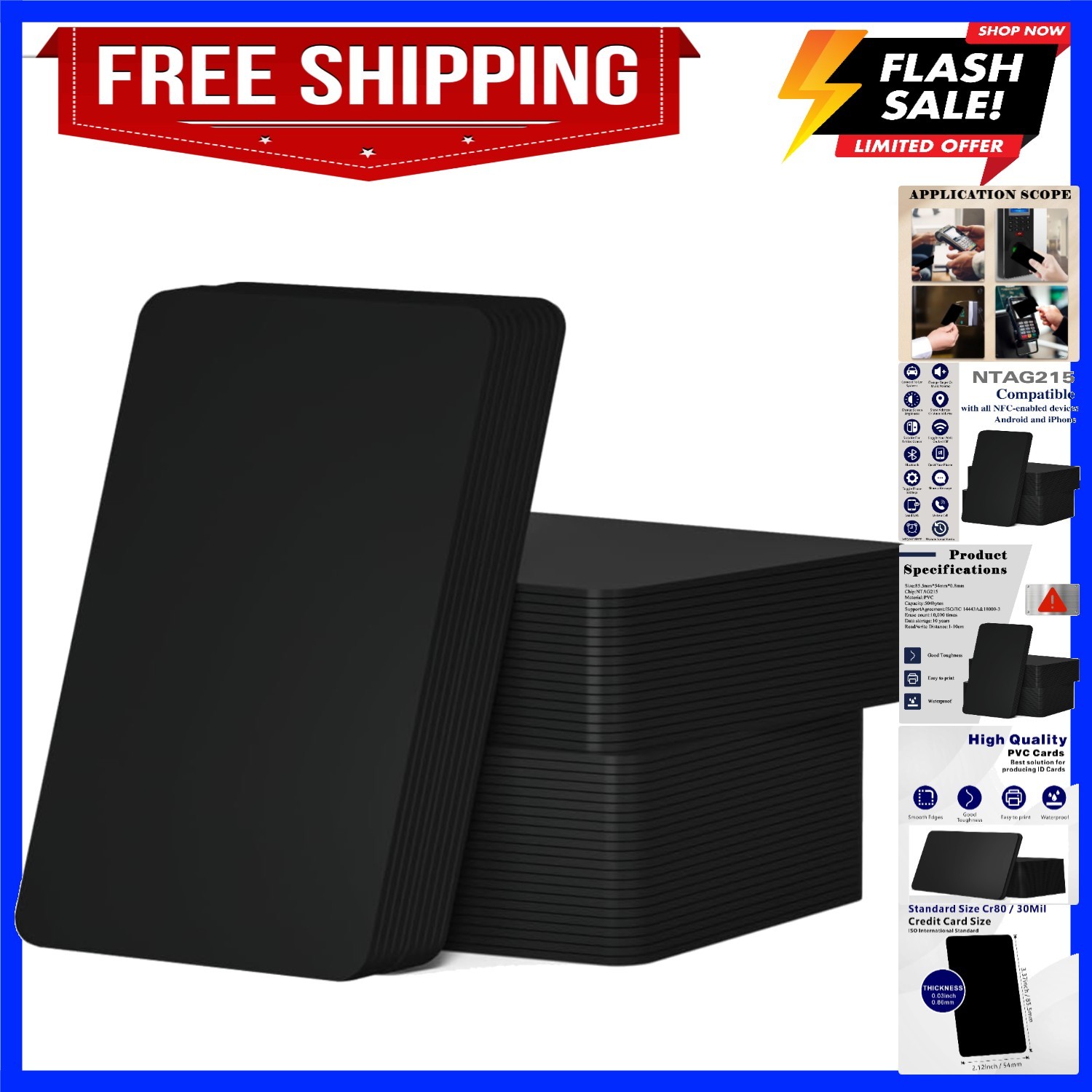 10pcs NFC Tags NTAG215 NFC Cards NFC Business Card Black NFC Card Programmabl…