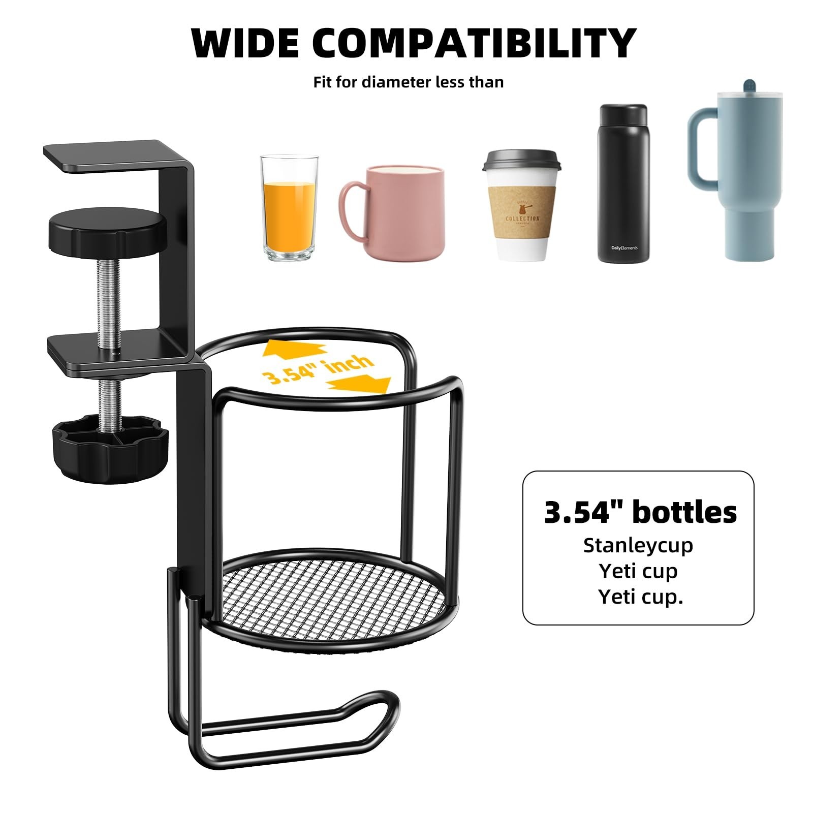 CABTE 2 Pack 2 in 1 Desk Mug Hooks with Headphone Hanger Holder, Anti-Spill C…