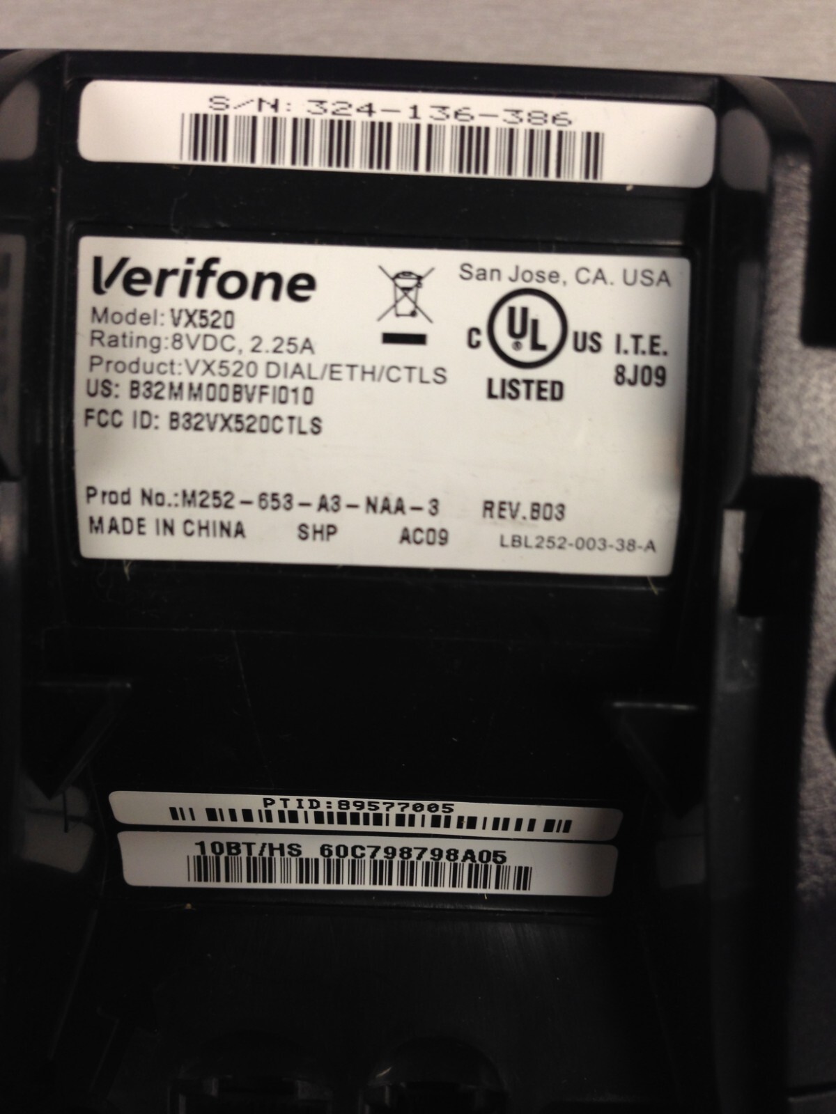 Verifone VX520 Credit Card Terminal – Fully Functional – No Power Supply