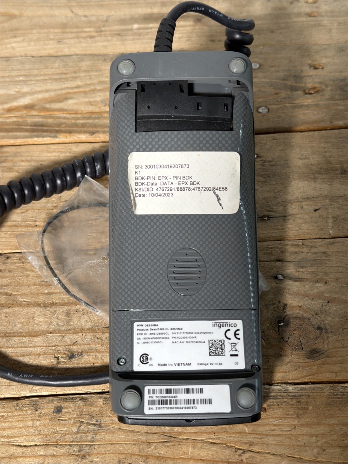 *PARTS* Ingenico Desk 3500 CL Credit Card Terminal Reader/Printer DES35BA