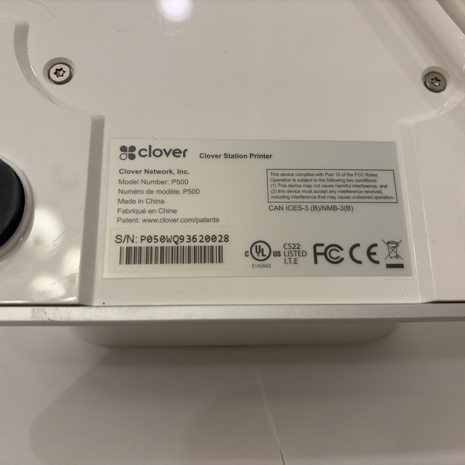 Clover Station P500 Printer With the cable included Very Good Condition