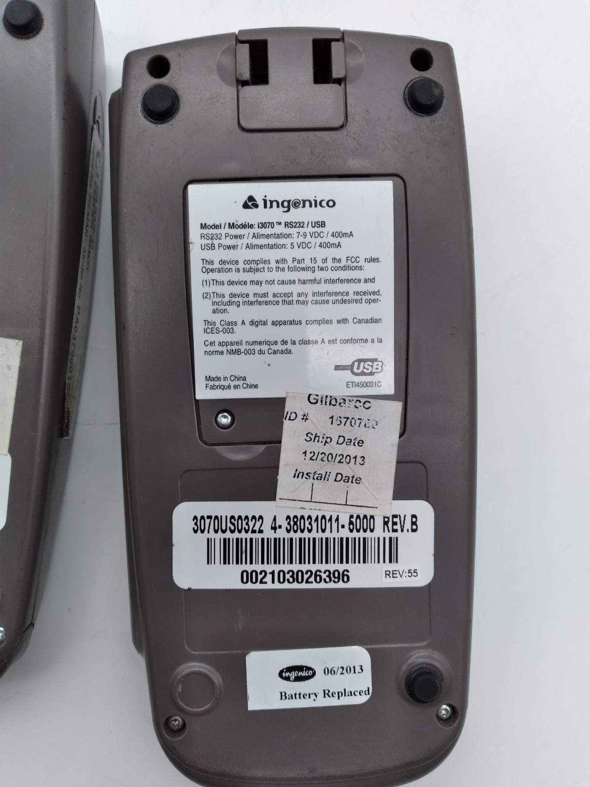Lot of 4 – Ingenico I3070 Pin Pad USB/RS232 / Gilbarco PA0379001SHL3R