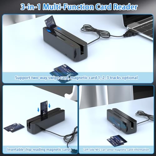 Symcode Multi-Function Magnetic Card Reader,Credit Card Reader,Memory Chip Card
