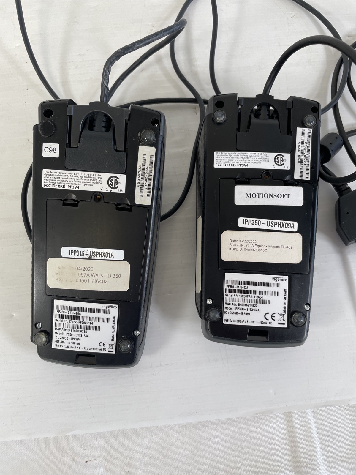 2x INGENICO IPP350-315 Credit and Debit Card Reader – w/ Cable