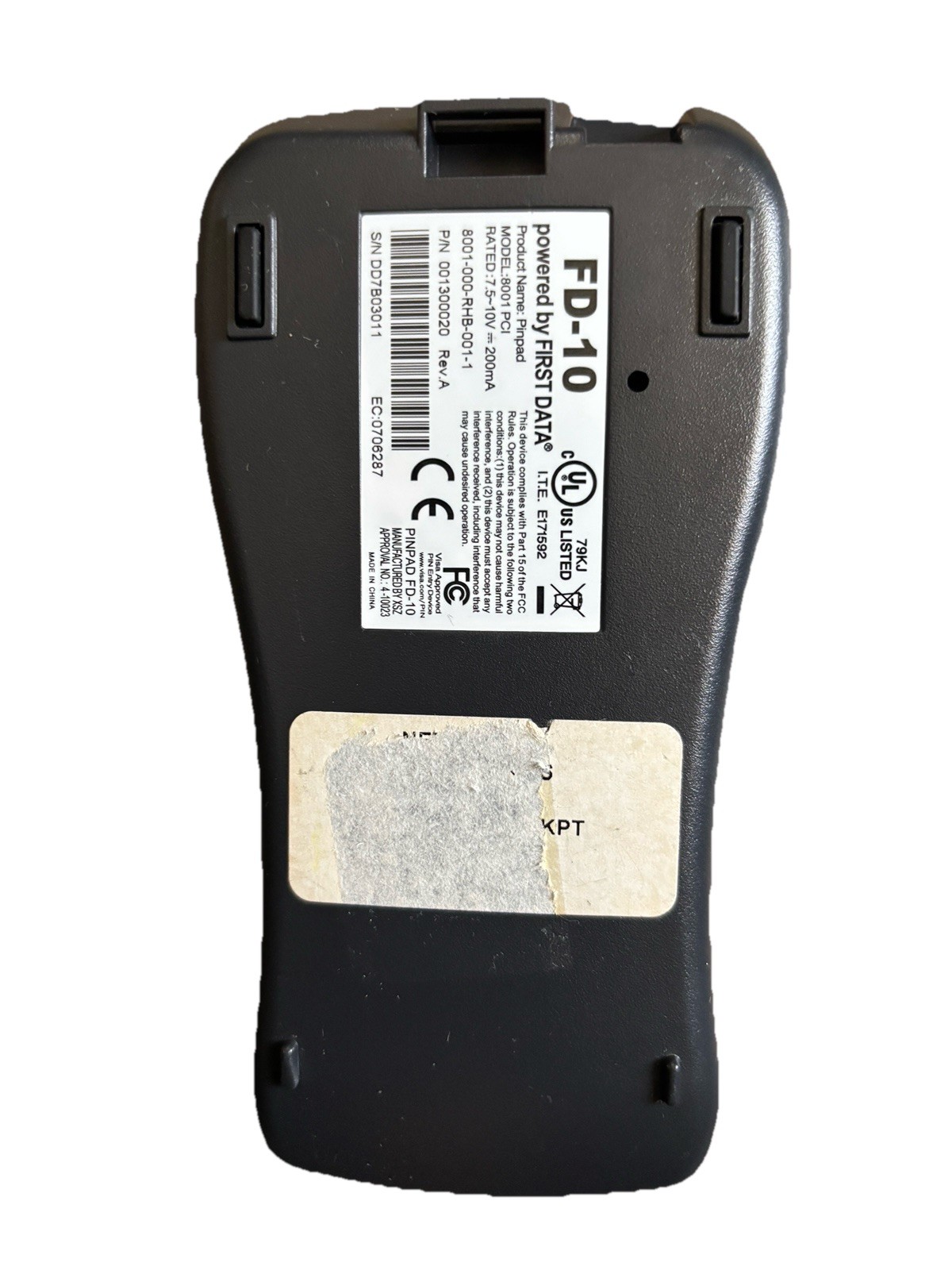 FIRST DATA FD-10 PinPad Credit Debit input pad 8001-PCI 001300020 Rev A