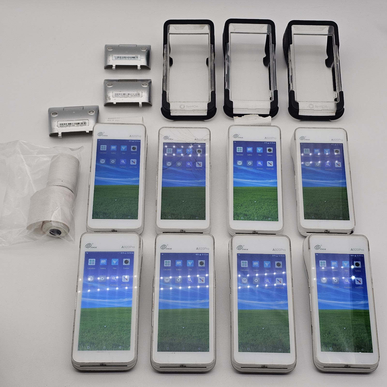 LOT 8 PAX A920pro Android POS Payment Terminals Reset Batteries Cases **READ**