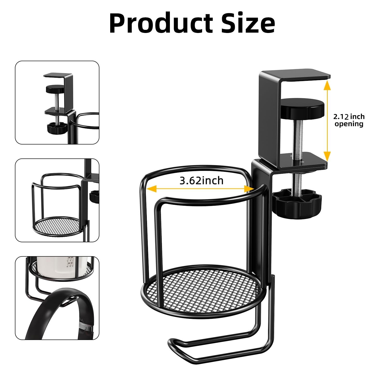 CABTE 2 Pack 2 in 1 Desk Mug Hooks with Headphone Hanger Holder, Anti-Spill C…
