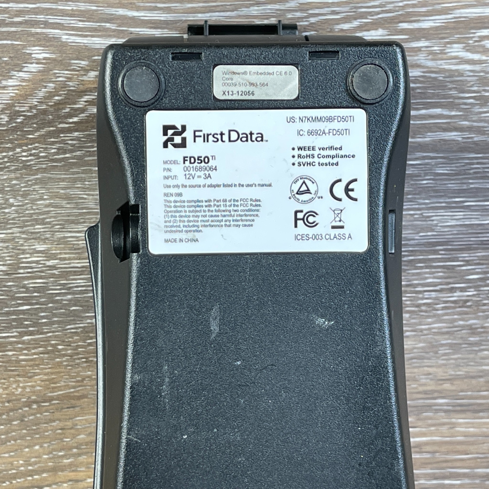 First Data FD-50 Silver LCD Screen Portable Dial Credit Card Terminal for parts