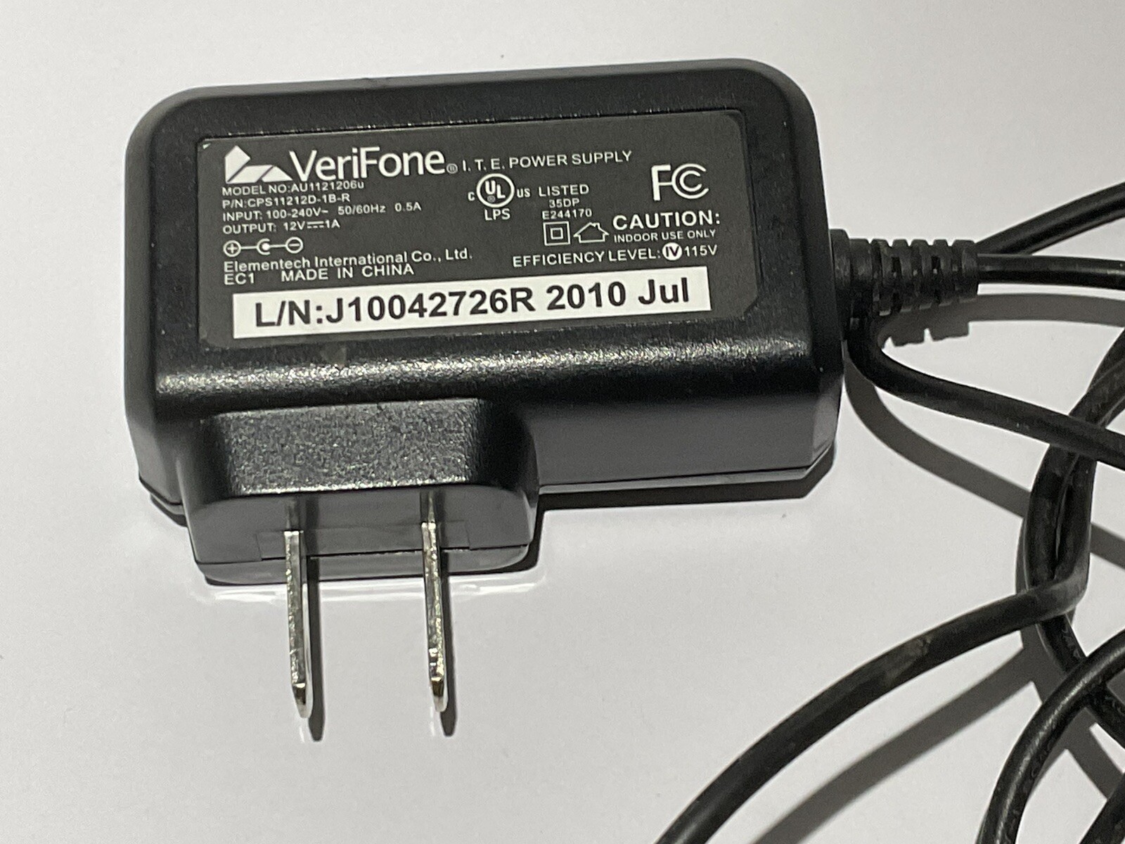 VeriFone MX915 MX925 Power Supply Adapter Model No: AU1121206u (Barrel Dirty)