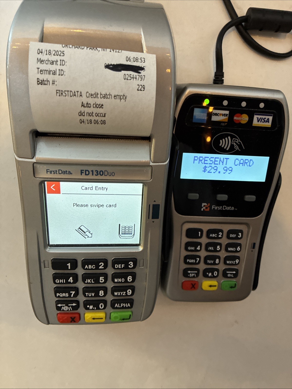 First Data FD130 Duo and FD-35 PIN Pad Credit Debit Card POS Terminal FD130Duo
