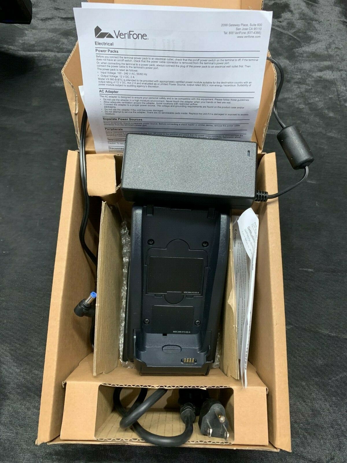 VeriFone VX680 VX680-B-BTC Charging Cradle AC Adapter M268-S02-08 PW268-001-01-B