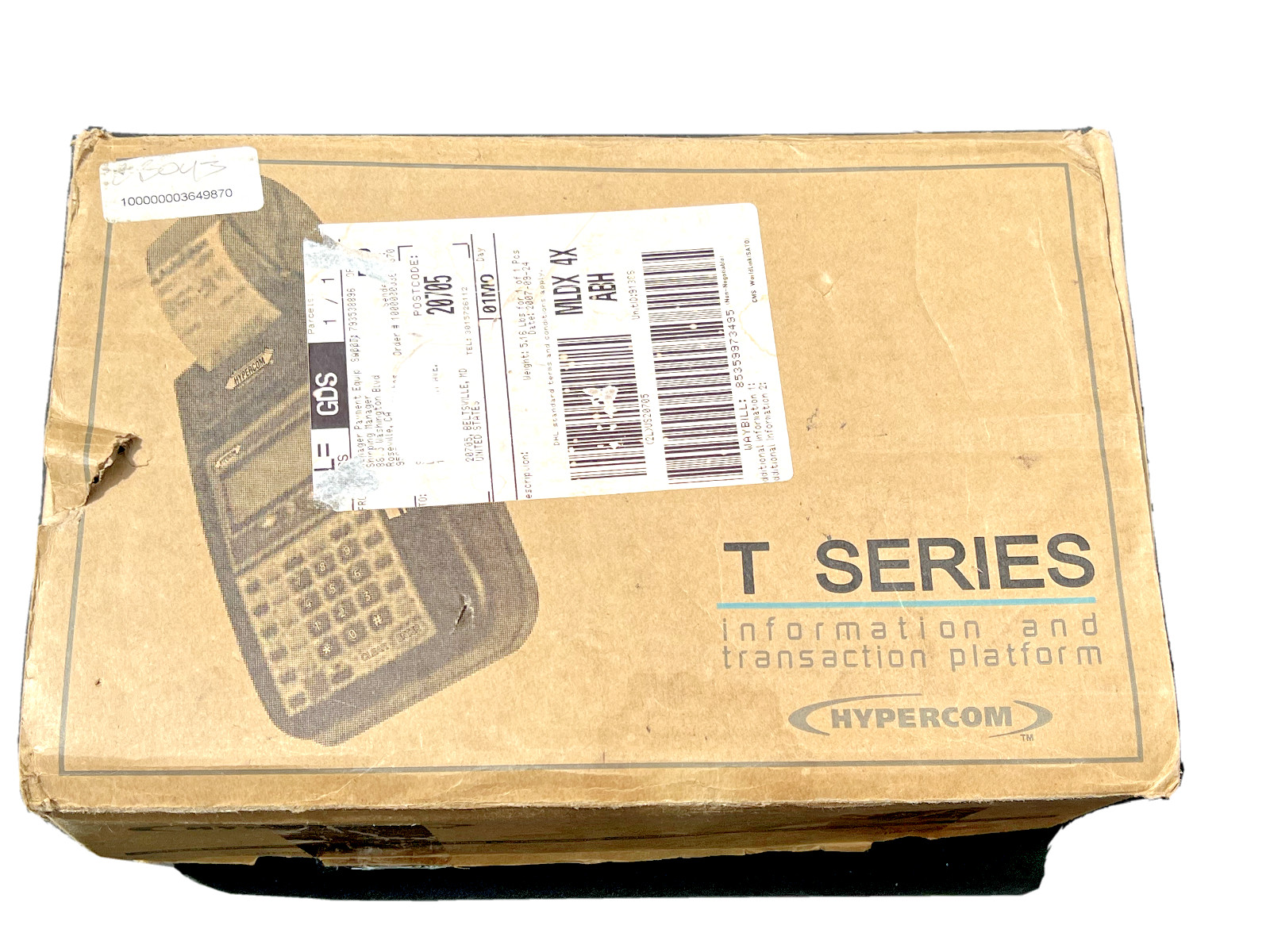 Hypercom T7Plus POS Credit Card Terminal with Power Supply Instructions and Box