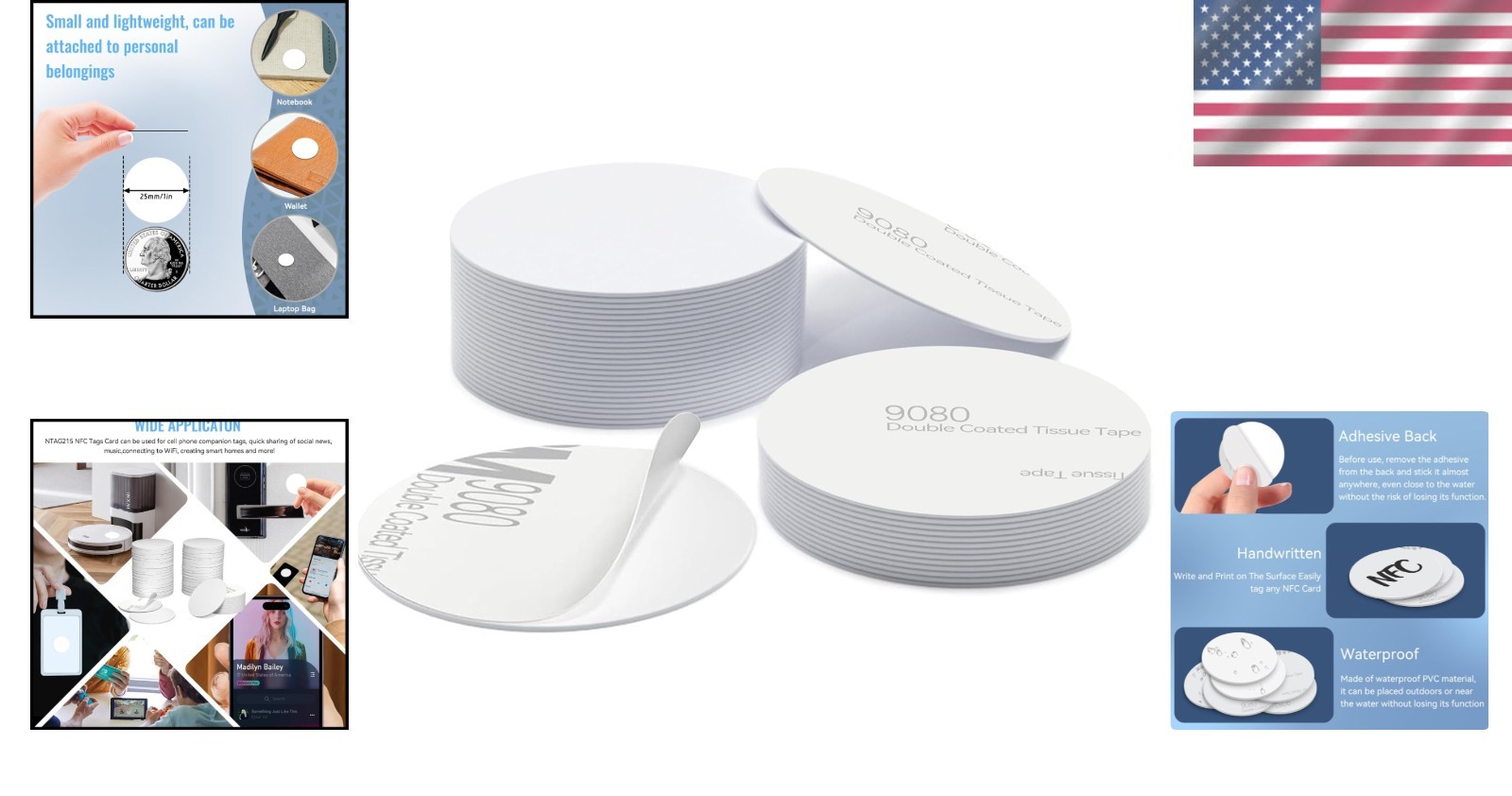 High-Quality 10 PCS NTAG215 NFC Stickers – White 25mm Coin Tags with Adhesive