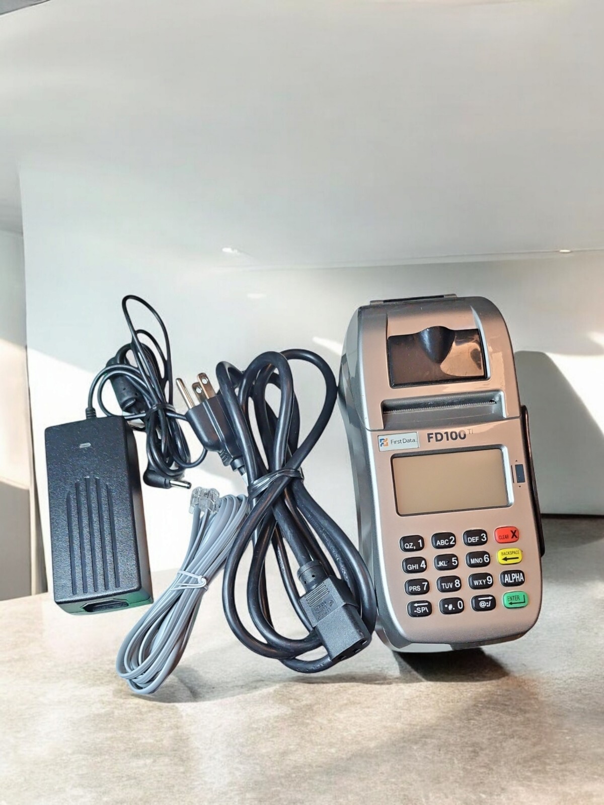 First Data FD100 TI Credit Card Reader POS Receipt Terminal Complete Clean