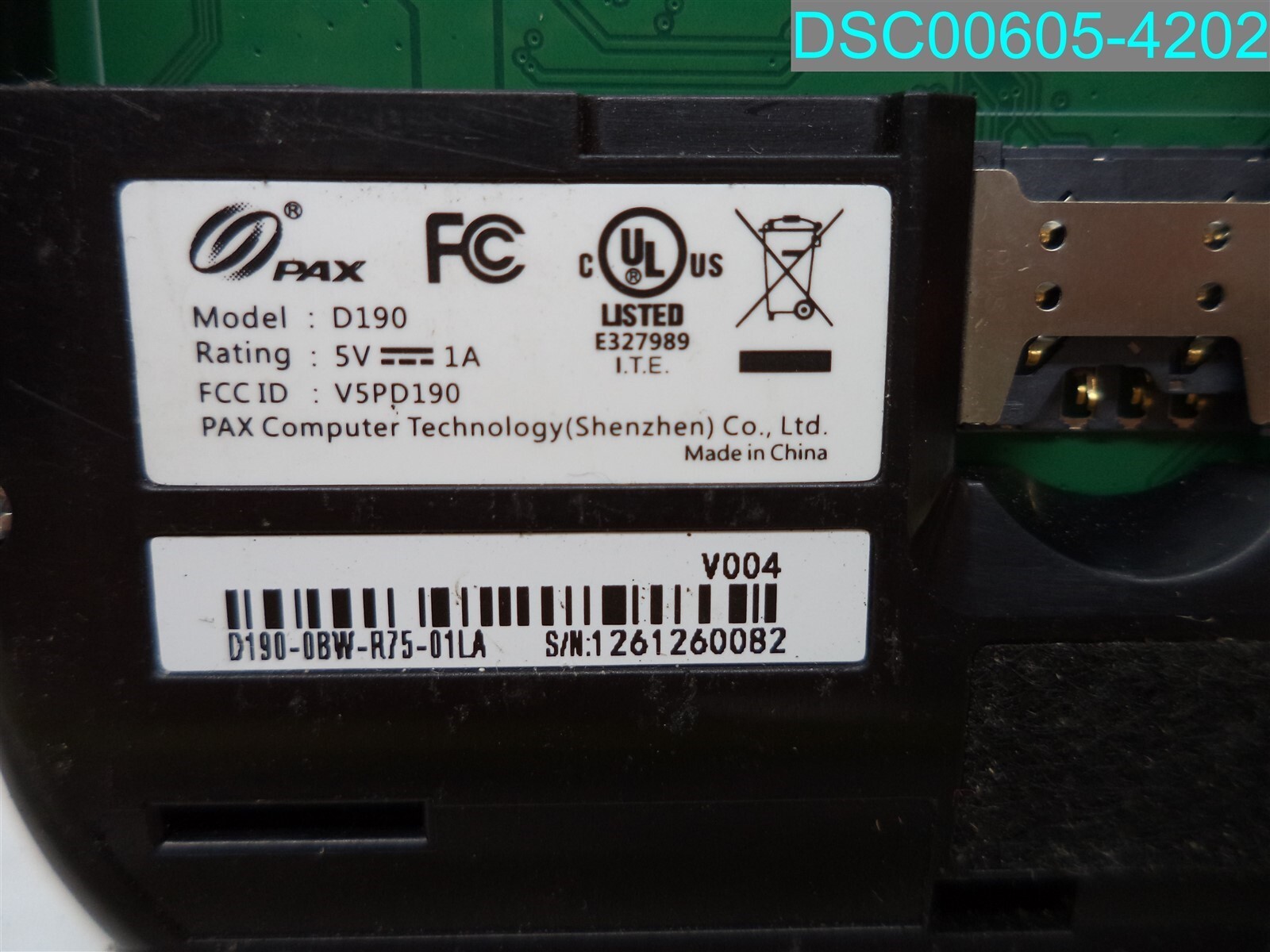 Used Item PAX CLASSIC D190 ADVANCED ANDROID MINIPOS TERMINAL