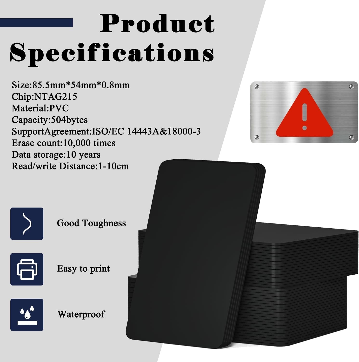 10pcs NFC Tags NTAG215 NFC Cards NFC Business Card Black NFC Card Programmabl…