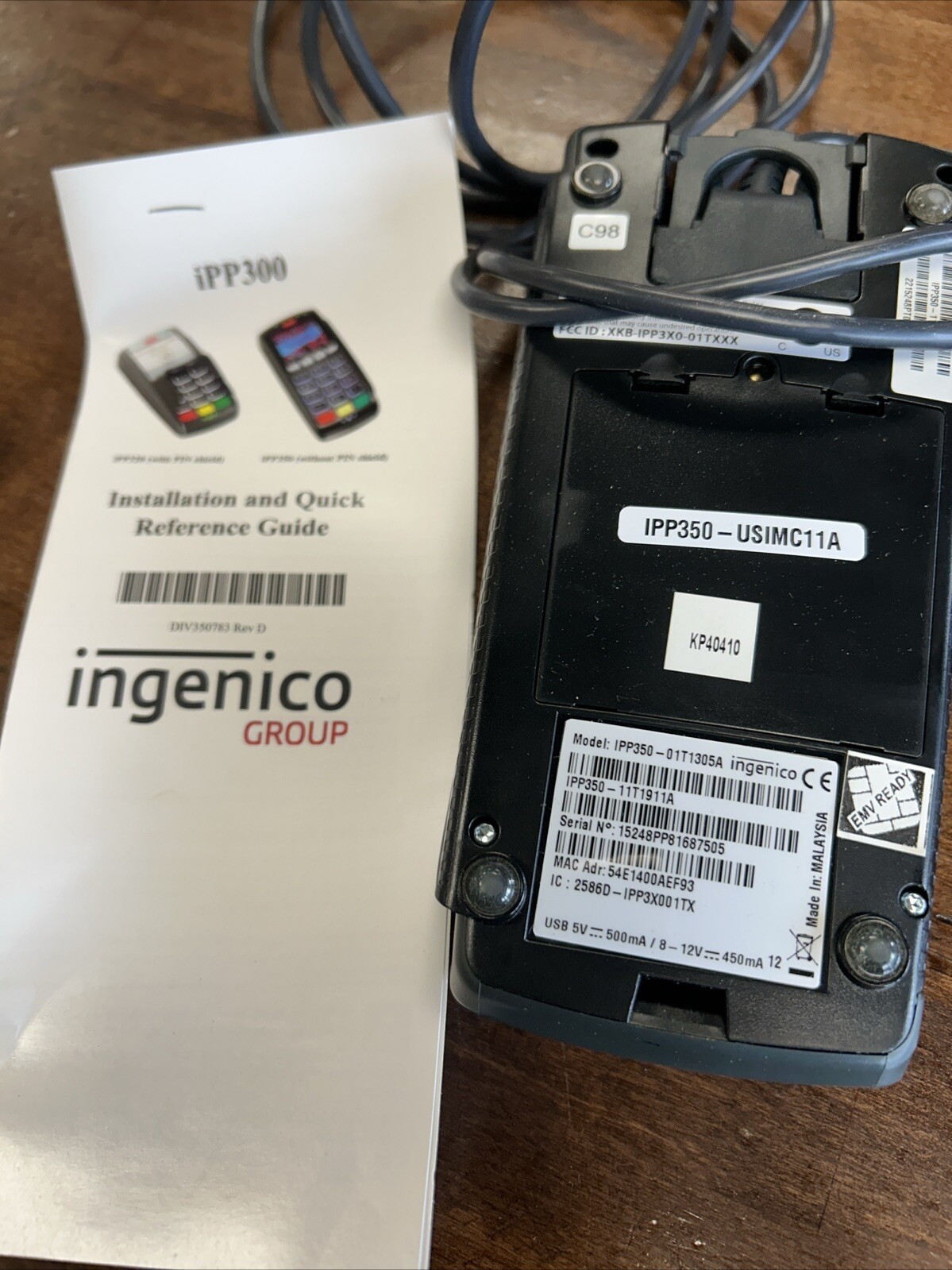 Ingenico iPP350 POS Credit Card Payment Terminal