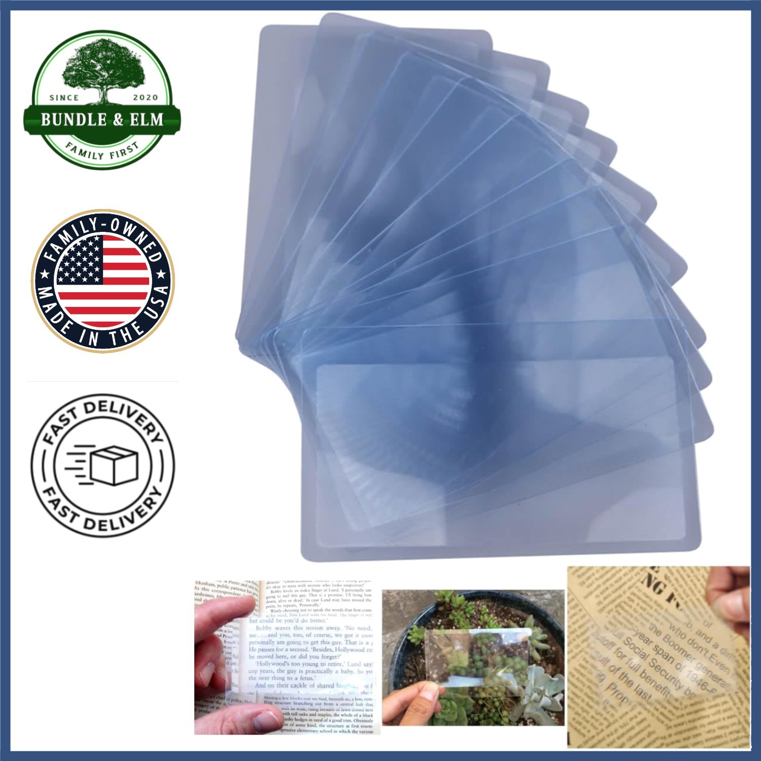 Clear Credit Card Magnifying Lenses, 3X Magnification for Easy Reading