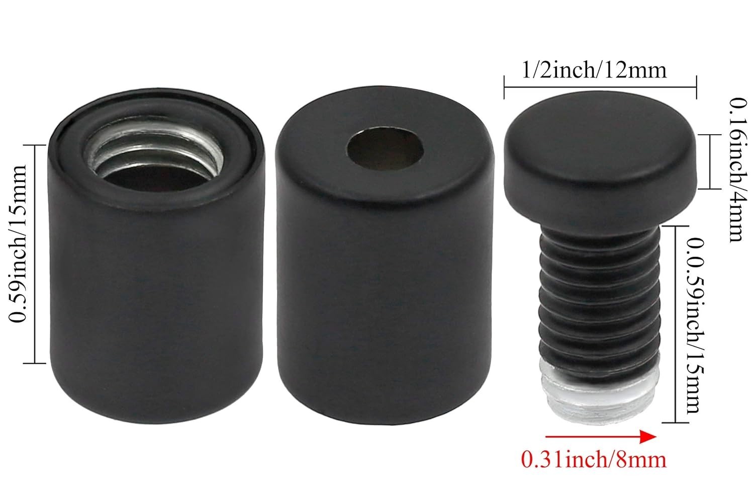 12 tornillos de acero inoxidable de 1/2″ x 0,78″, para montaje en pared.
