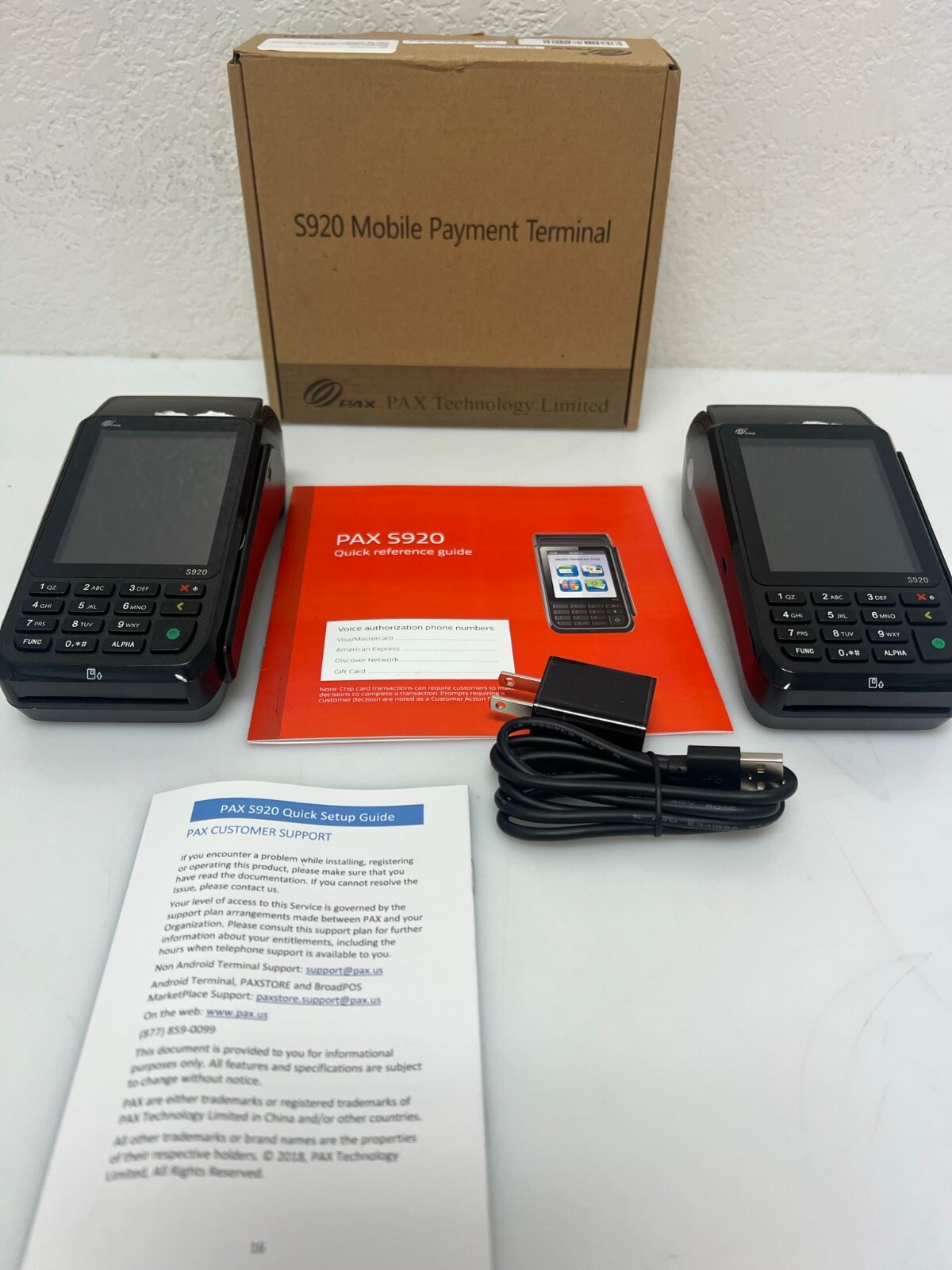 USED PAX S920 MOBILE PAYMENT TERMINAL COMES WITH BONUS TERMINAL FREE SHIPPING.
