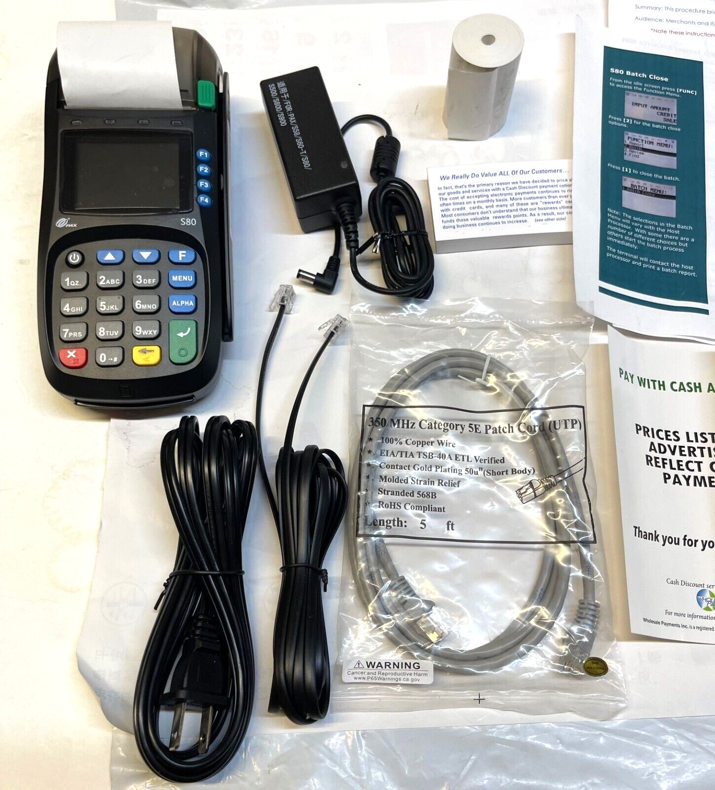 PAX S80 POS Credit Card Terminal Plus Accessories in Orig. Box, Great Condition