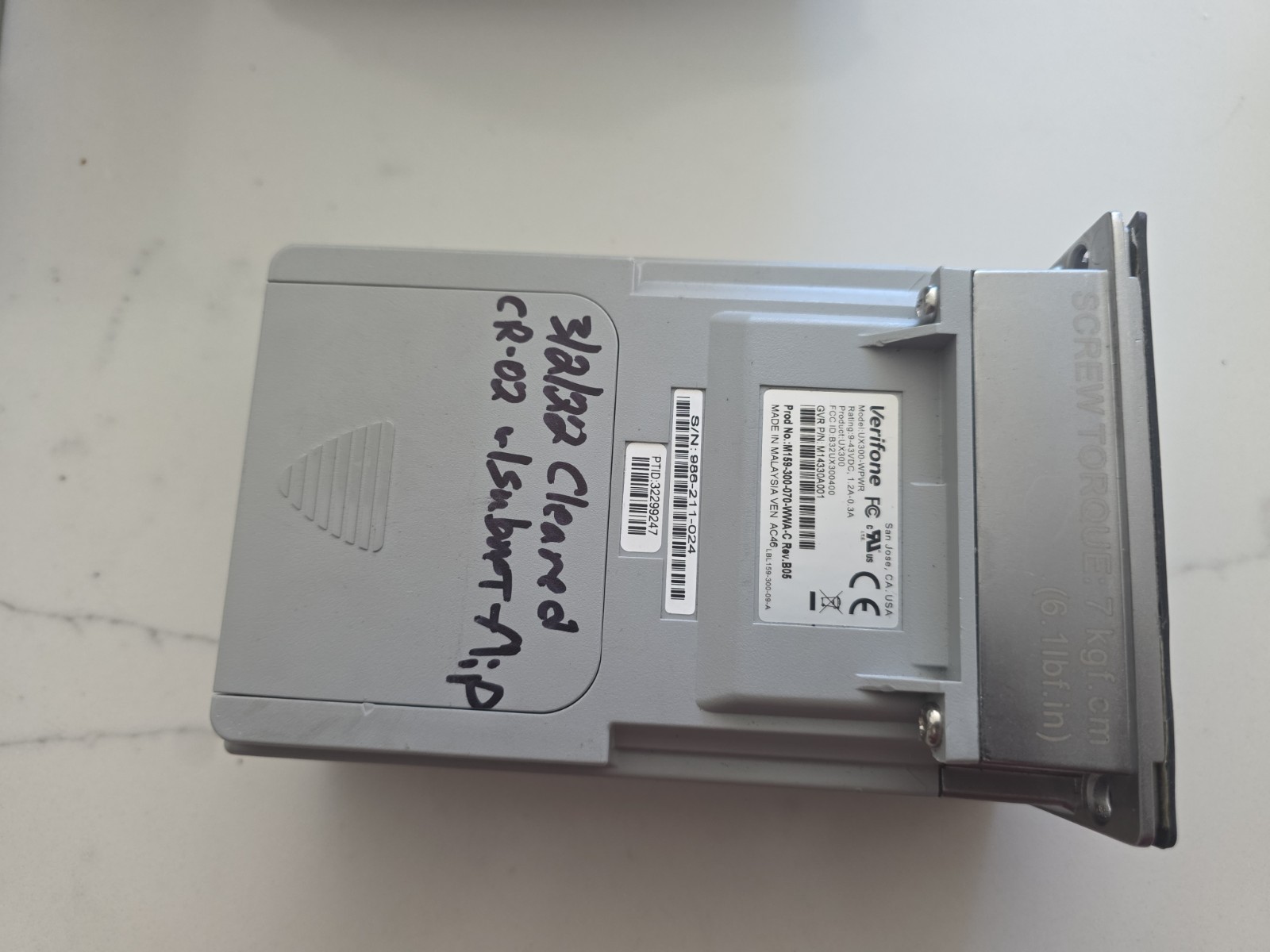 Verifone UX300-WPWR Credit Card Reader UNTESTED Parts Only