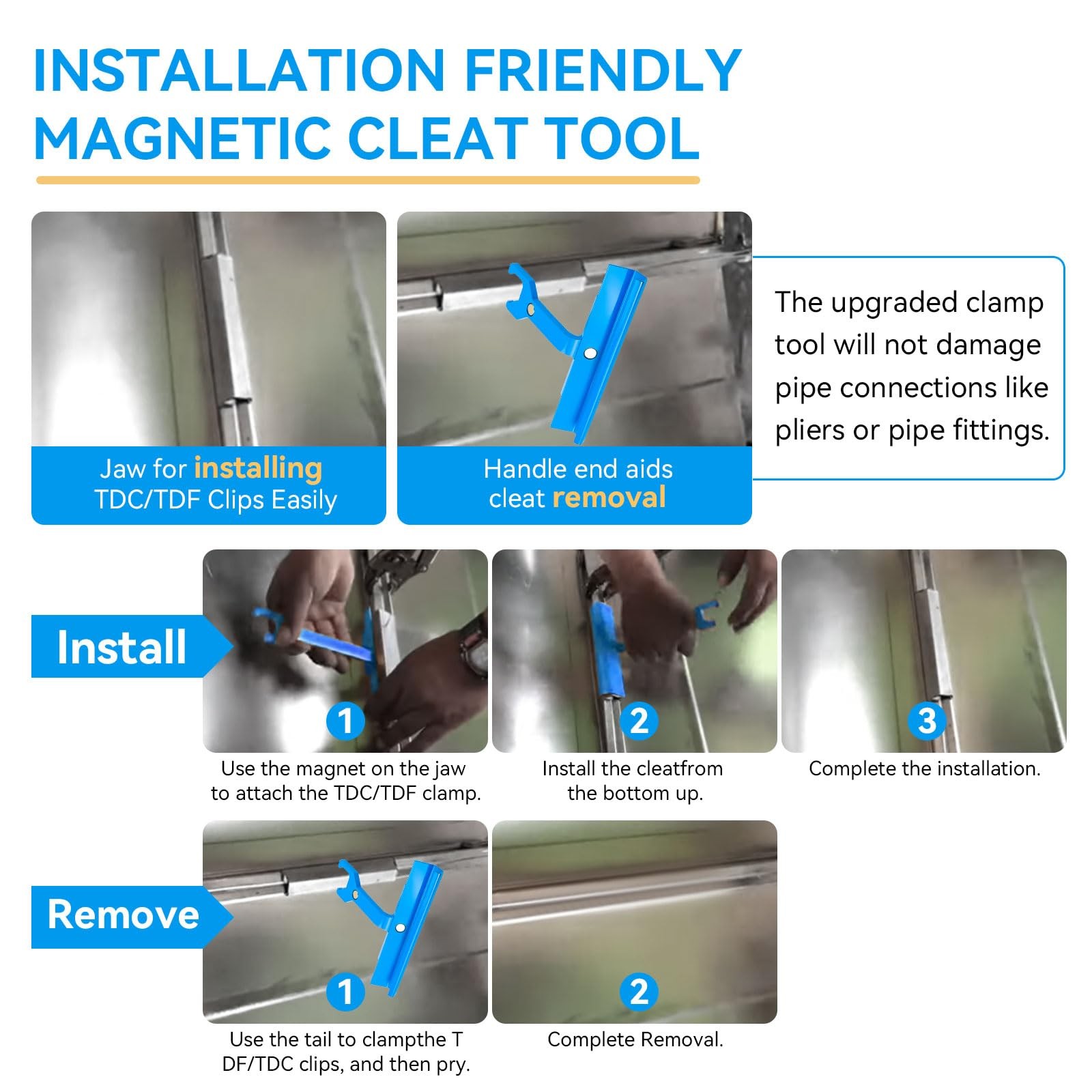 Magnetic PPC & PPF Clips/Cleat Tool For HVAC Ductwork – 4″ Tdc Blue