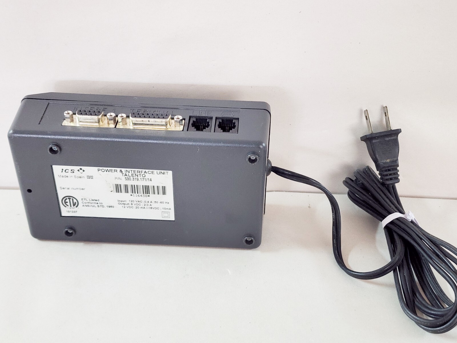 TALENTO POWER & INTERFACE UNIT CREDIT CARD DEVICE # 530-319-171