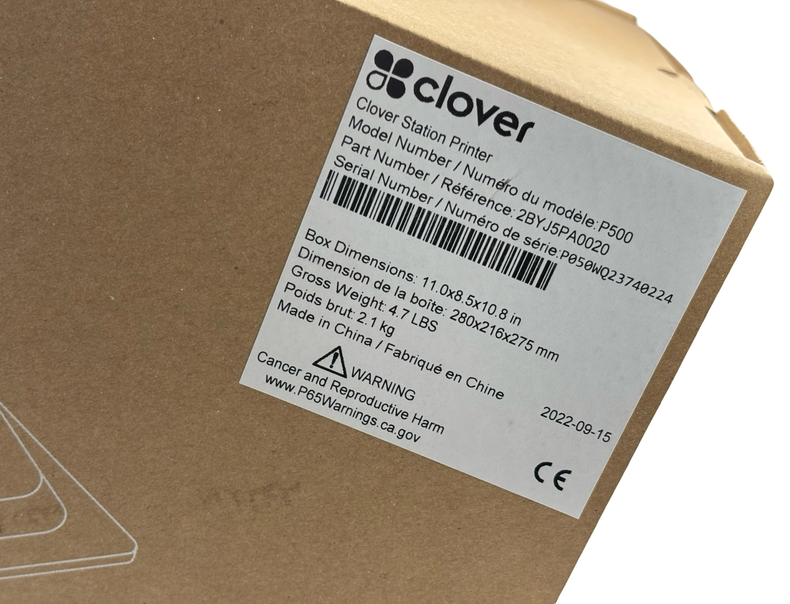 Clover Station Model P500 Receipt Printer w/ Cable 2BYJ5PA0020 FAST SHIPPING