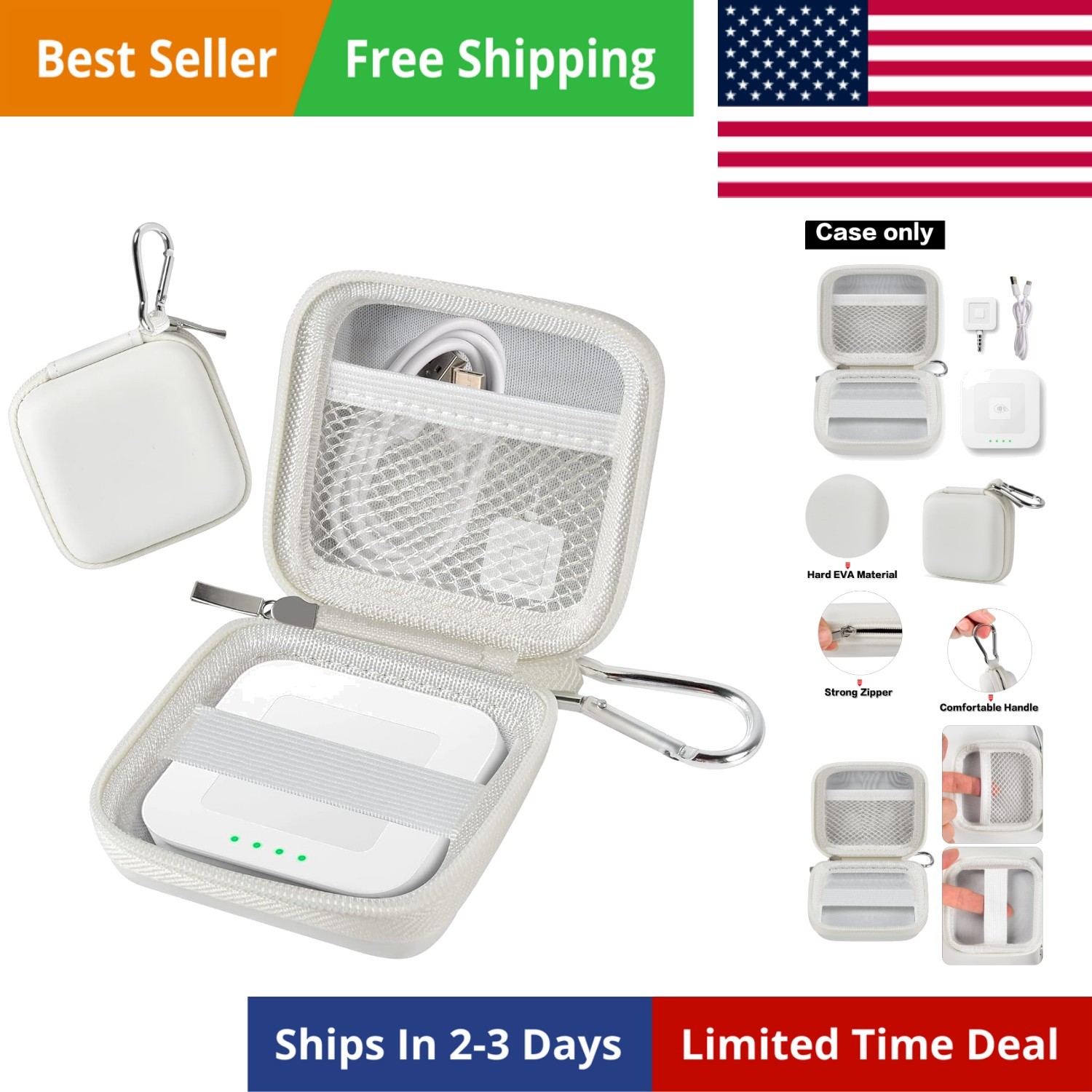 Chip Card Reader Scanner Case, Hard Carrying Bag Holder Fits Square A-SKU-048…