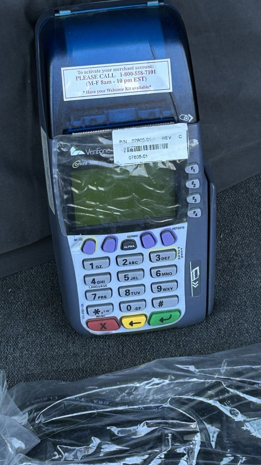 VeriFone Omni 3750 Wired Credit Card Terminal w/ Keypad, MPN 07805-01