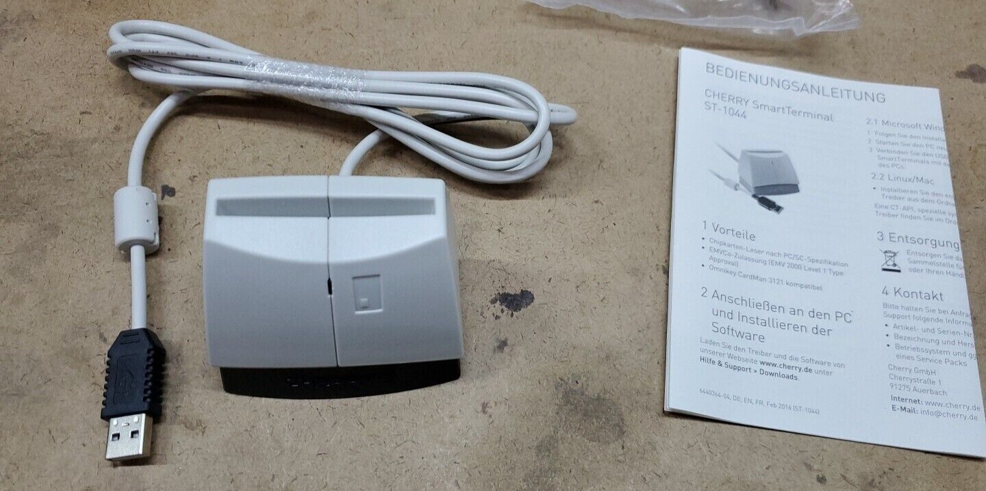 Cherry ST-1044UB USB Smart Card Reader, Made in Germany