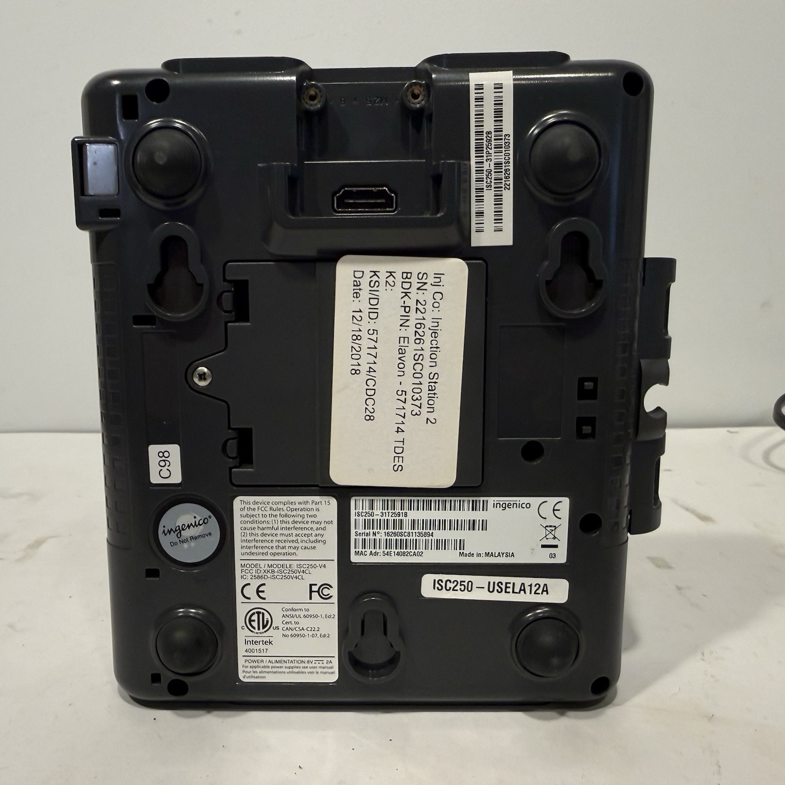 Ingenico iSC Touch 250 Credit Card Terminal Tested Powers On No Stylus