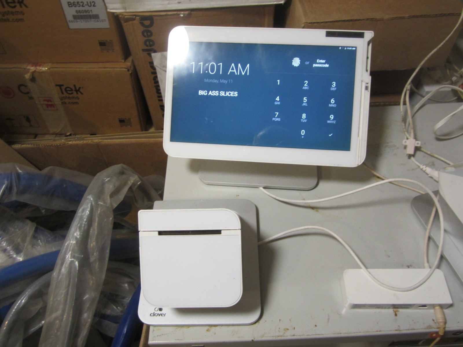 Clover Station POS System C500 Tap pay Printer P500, cash register Drawer D100