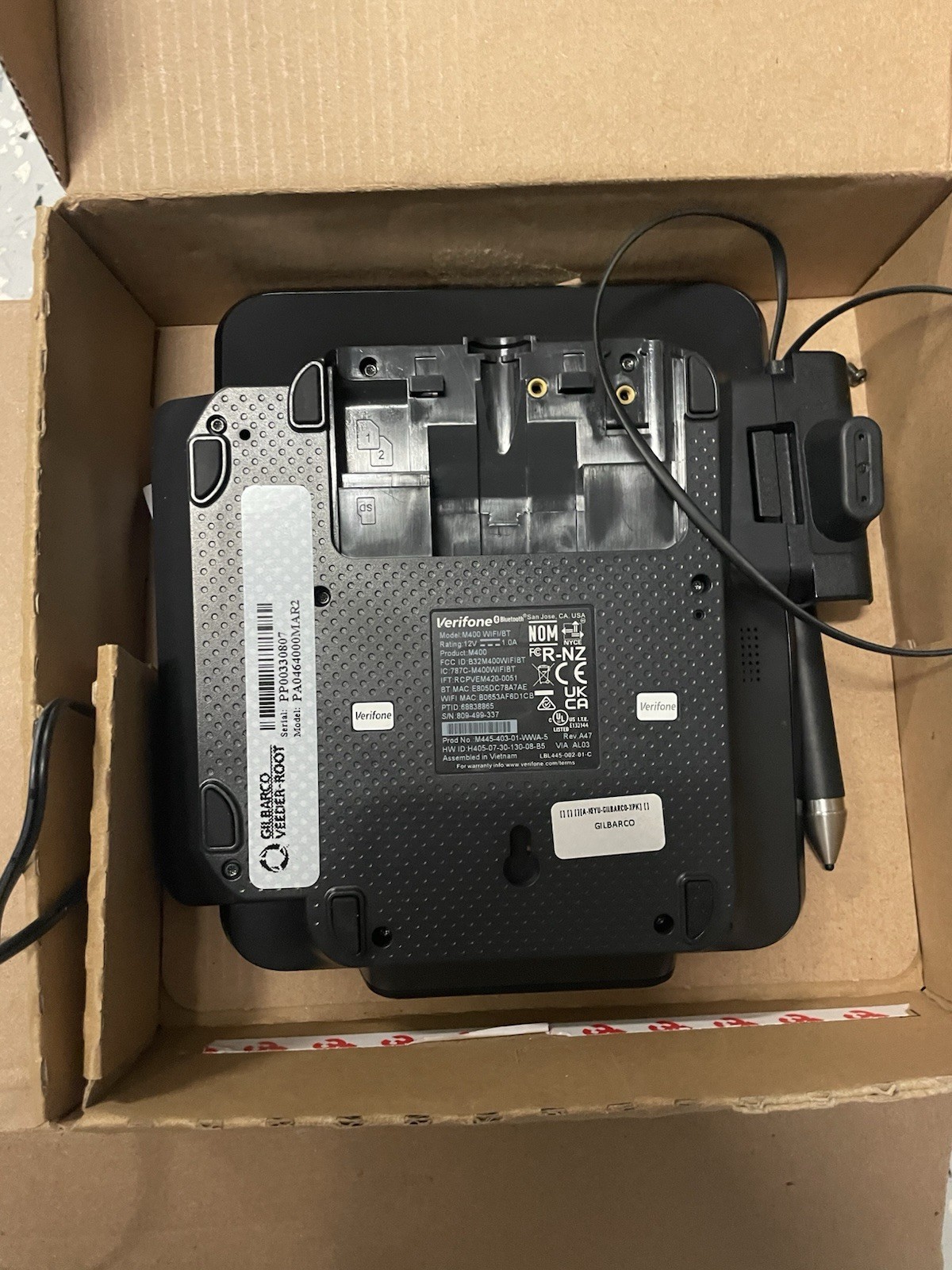 Verifone M400 Credit Card Terminal Wired with Stylus and Power Cable