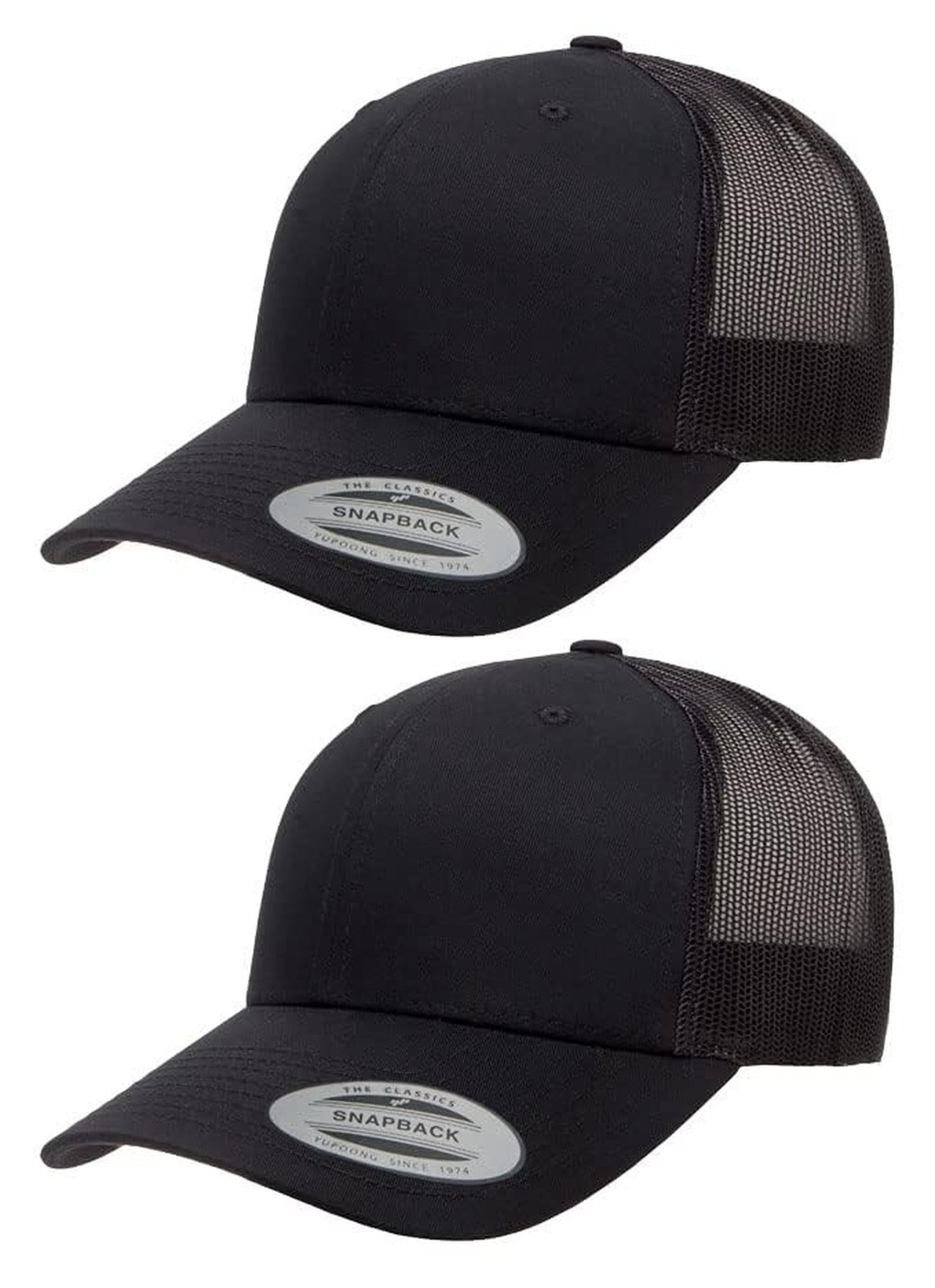 Yupoong Yp Classics Retro Trucker Cap Black One Size 2 Pack