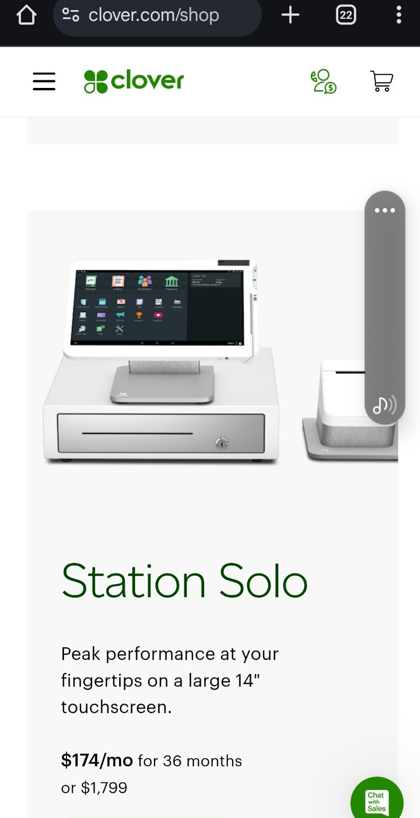 CLOVER POS System P500 POS Terminal Printer AndRegister. Needs reprogramming.