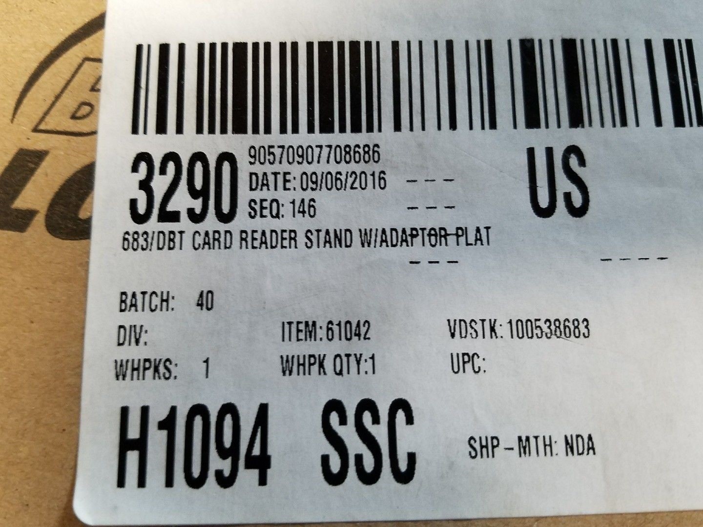683/DBT CARD READER STAND W/ADAPTOR PLATE