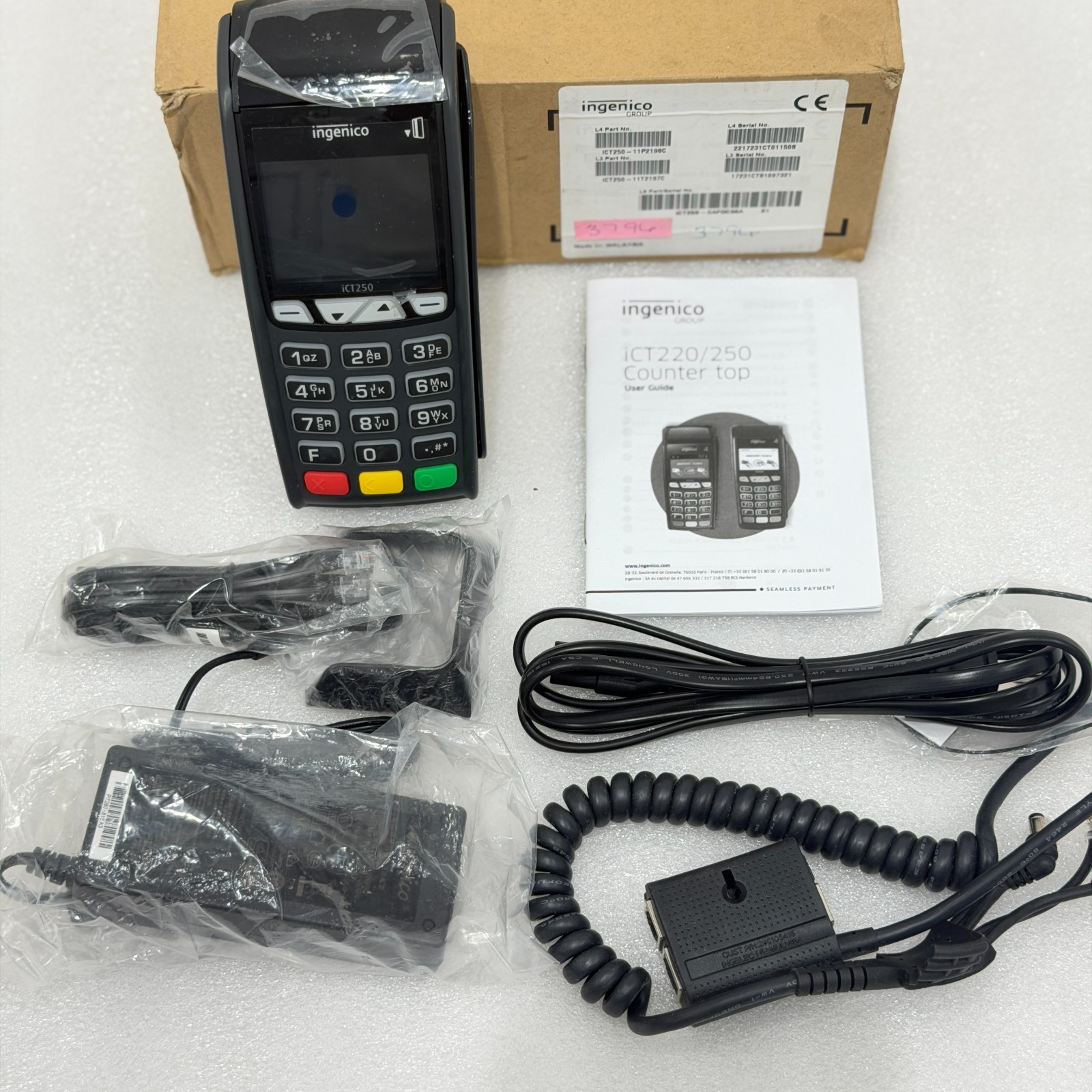 INGENICO ICT250 PAYMENT TERMINAL PIN PAD COUNTERTOP CARD READER KIT