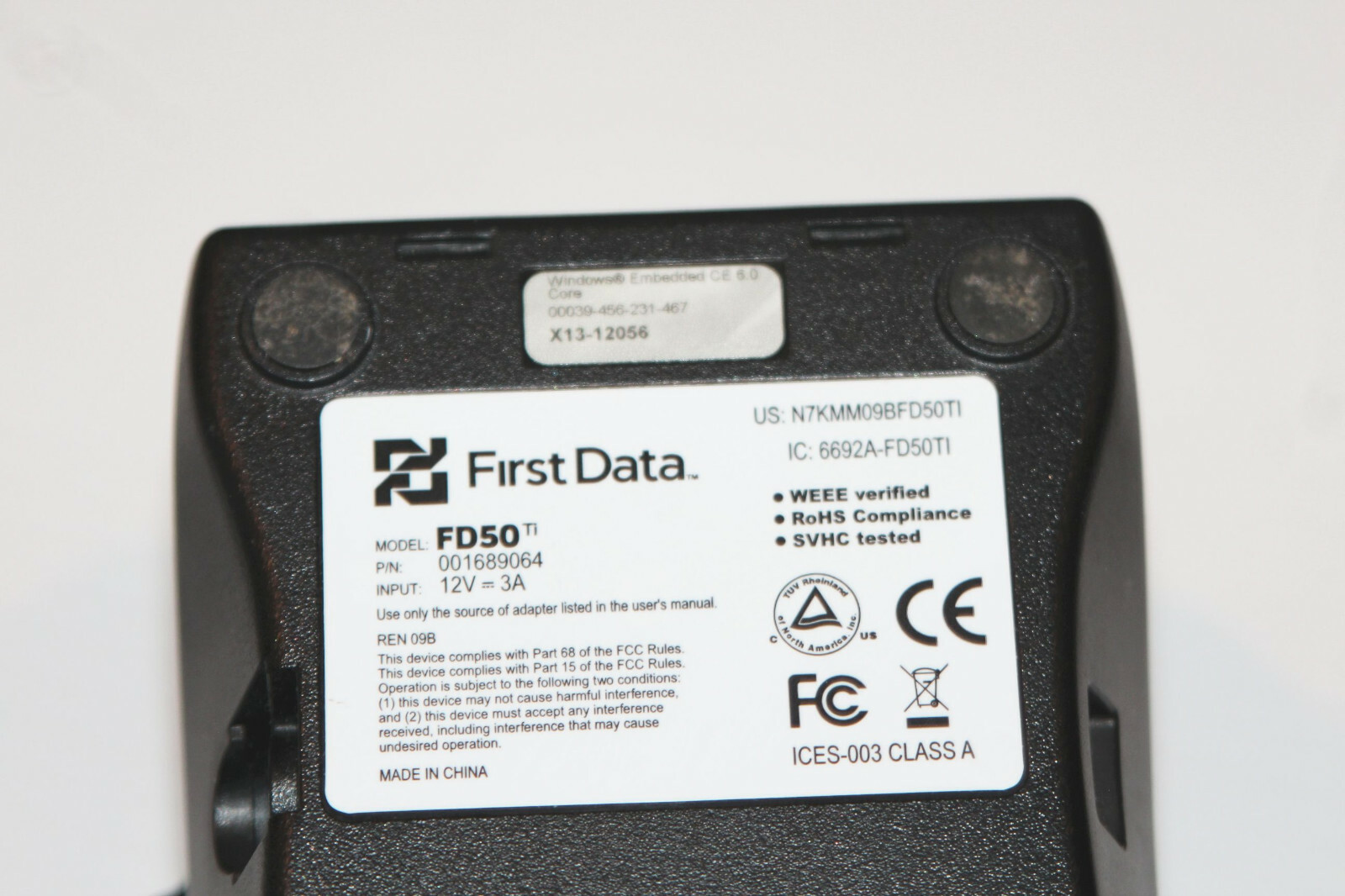 First Data FD-50Ti Credit Card Terminal + Printer 001689064 w/ OEM Power Supply