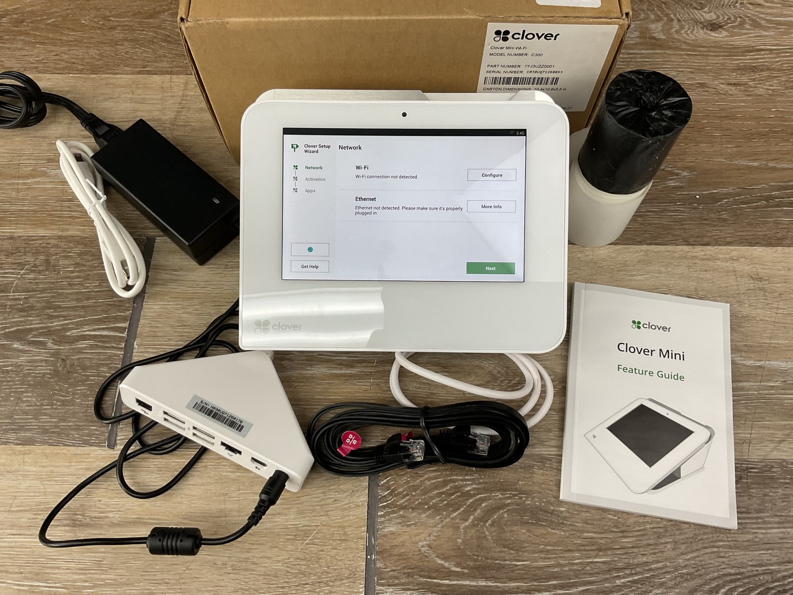 Lot Clover Mini C300 POS System Kit w/ Triangle Hub and Power Cord Free Shipping