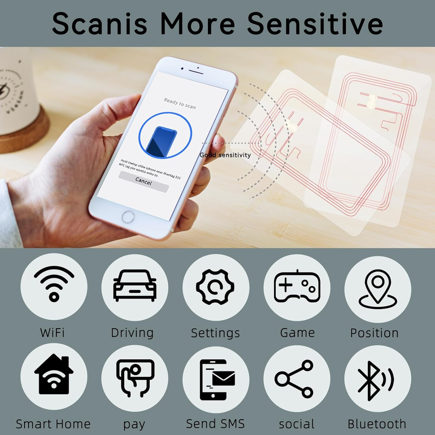 10Pcs NFC Cards Ntag215 Cards Transparent Card Rewritable NFC Tags 504 Bytes Wor