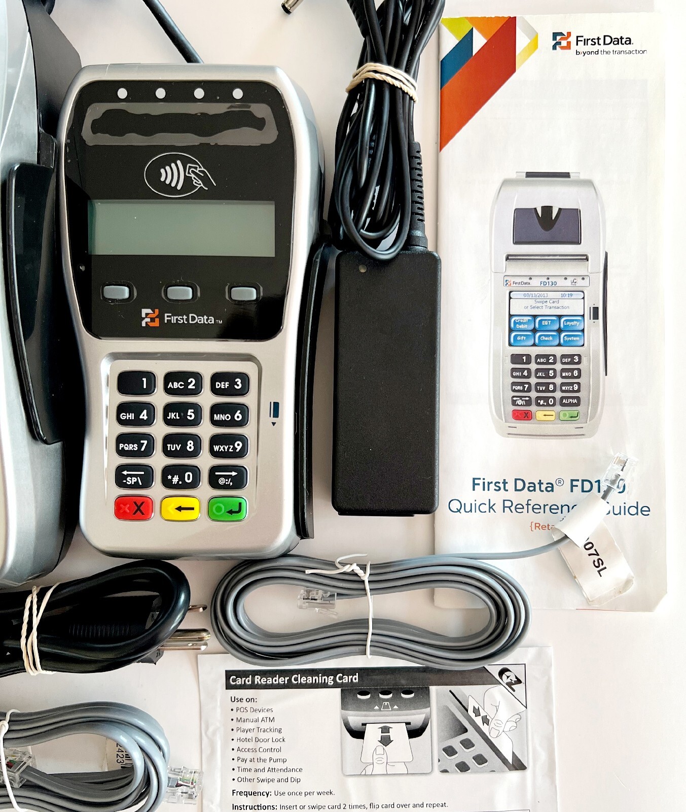 First Data FD130 Credit Card Machine And Auxiliary Pin Pad FD35 NEW OB ELEC