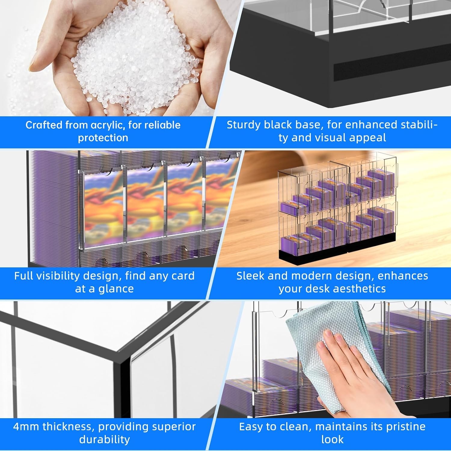 8-Slot Clear Acrylic Booster Pack Dispenser, Card Organizer with Black Base, Fit
