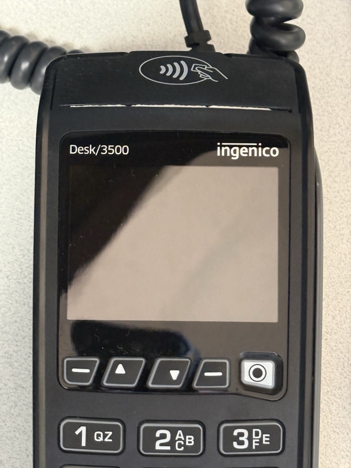 GREAT SHAPE INGENICO DESK/3500 Credit Card Terminal W/SLIDE,TAP,CHIP TESTED