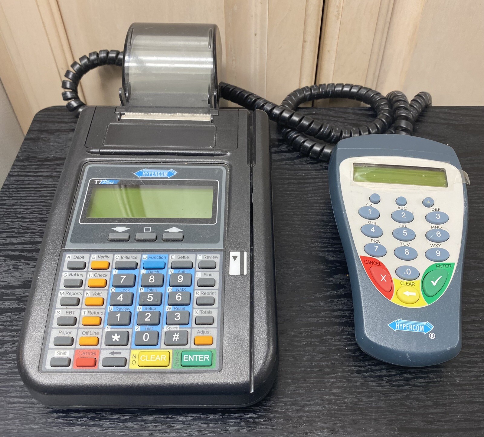 HYPERCOM T7PLUS POS CREDIT CARD MACHINE TERMINAL/S9 PIN PAD NO POWER UNIT UNTEST