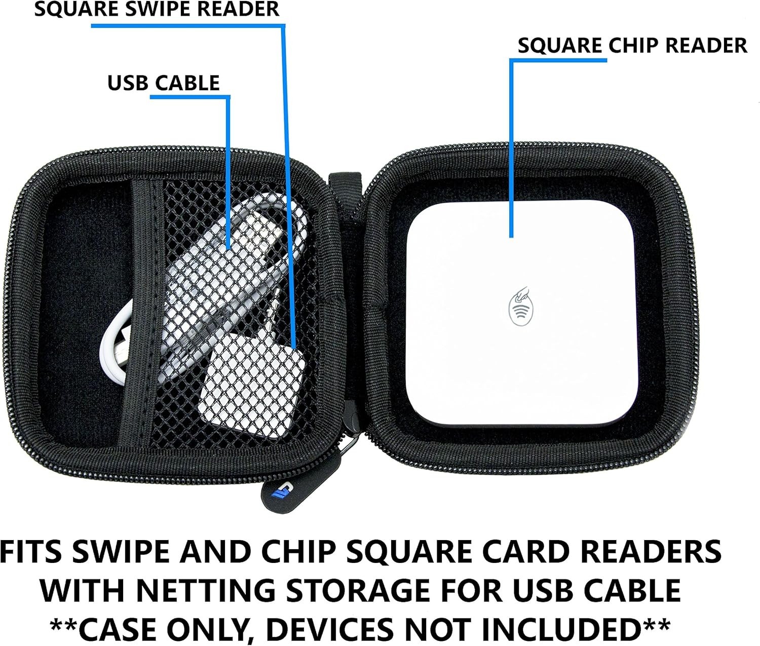 Credit Card Reader Case Hard Shell Travel Container for Contactless Chip Scanner