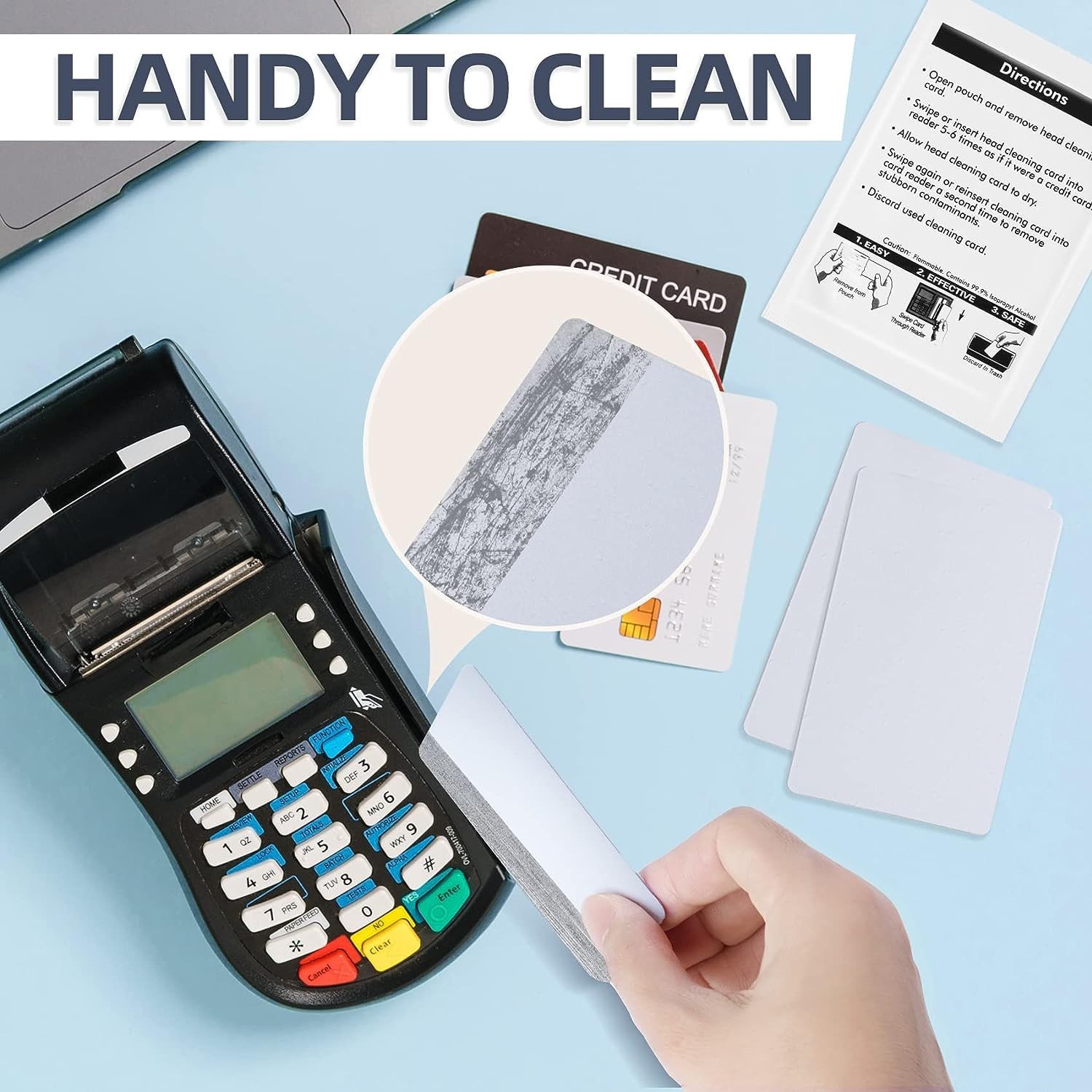 Card Reader Cleaning Cards – Dual Side Credit Card Reader Cleaner, CR80 Card Re